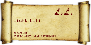 Licht Lili névjegykártya